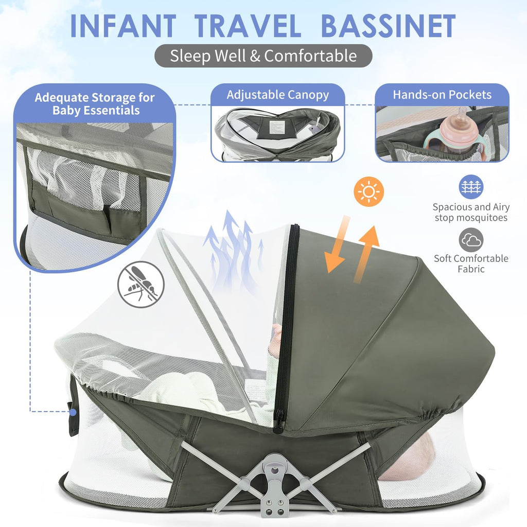 Portable Baby Bassinet with Mosquito Net & Sunshade U672040