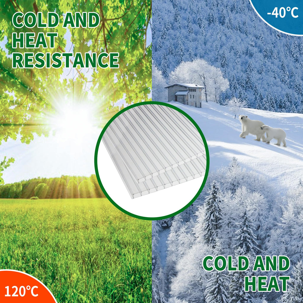 12 PCS Polycarbonate Greenhouse Panels 4' x 2' x 0.32'' T9736