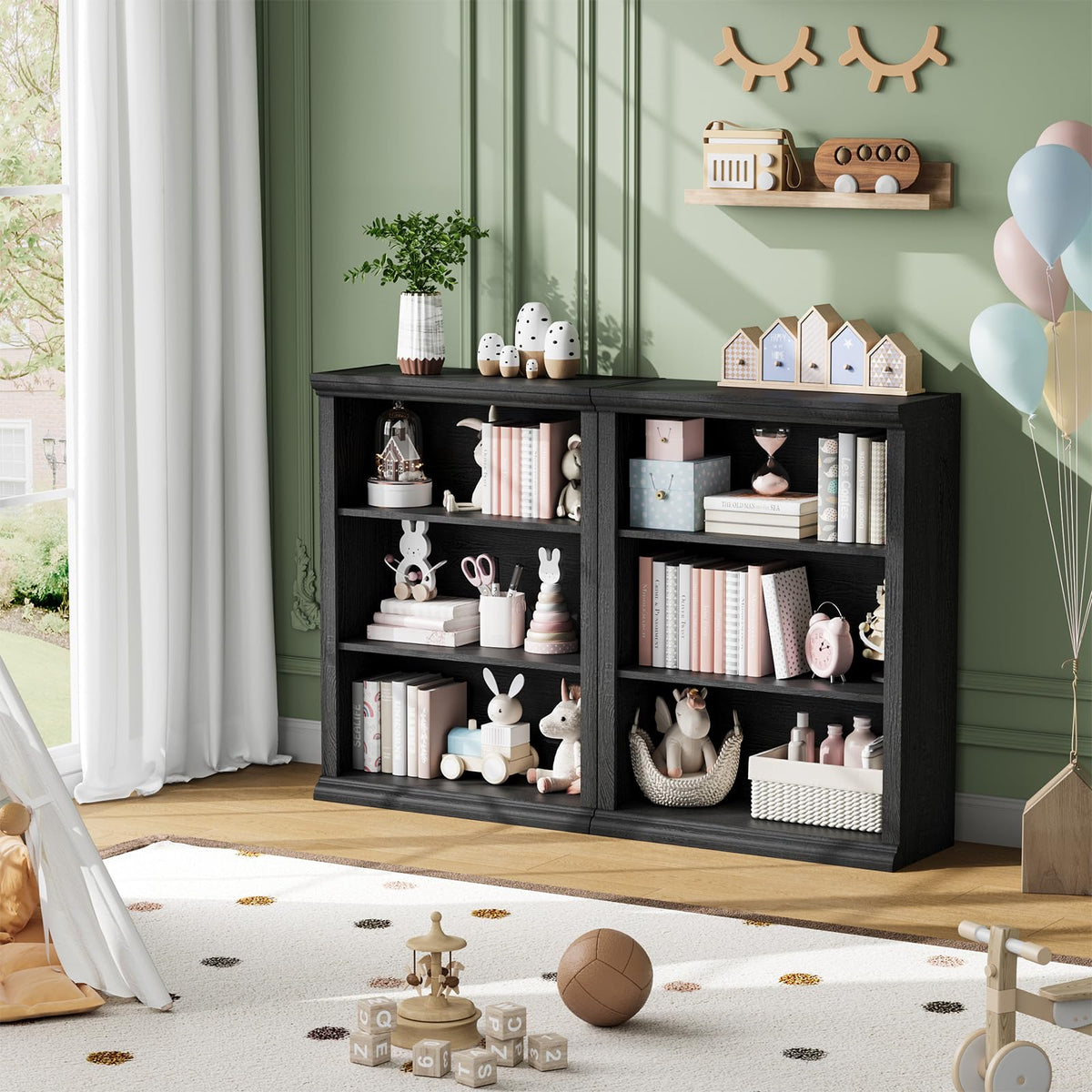 Black 3 Tier Bookcase P49865