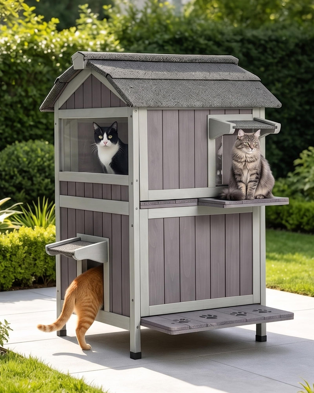 Weatherproof 2-Story Outdoor Cat House D177641