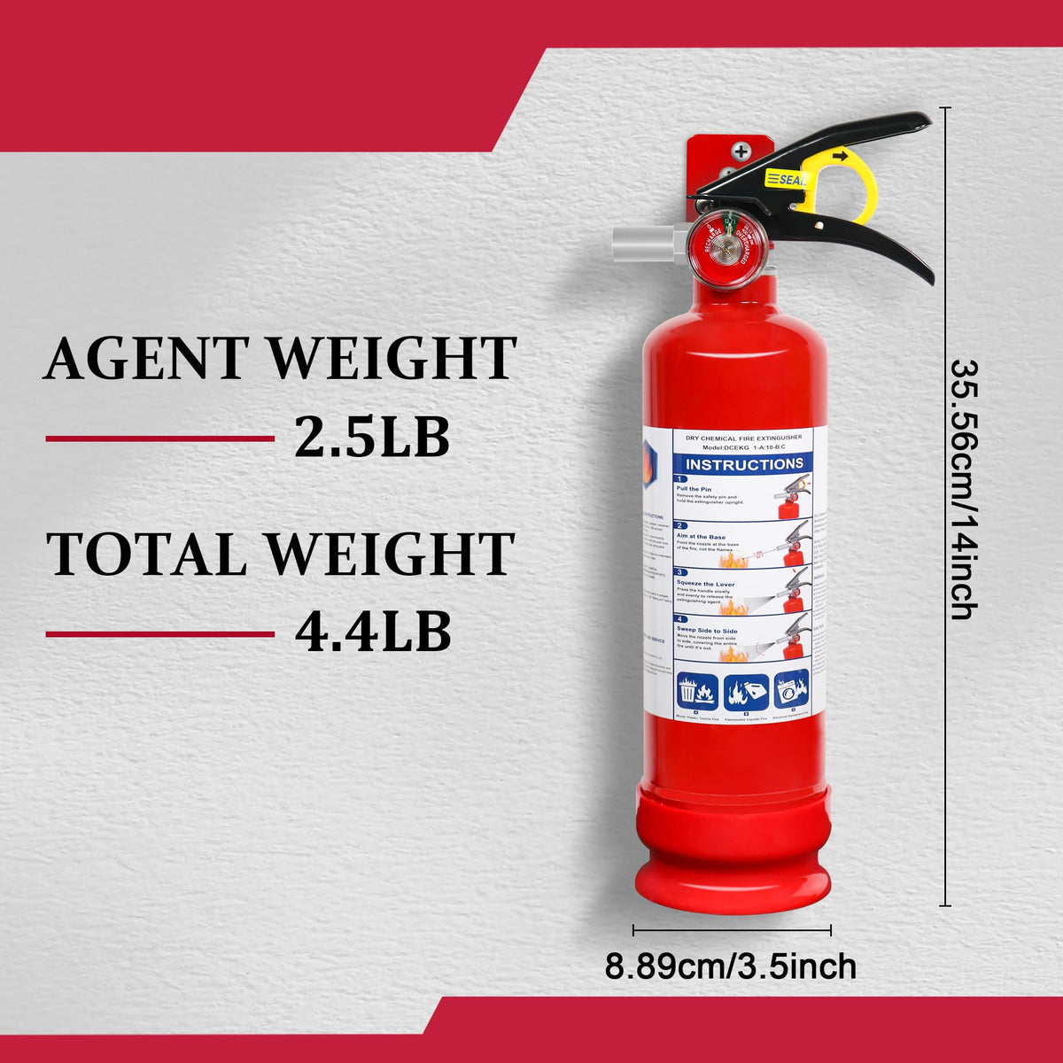 2.5lb Multi-Class Dry Powder Fire Extinguisher T191289