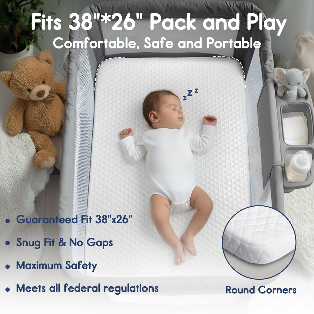 Waterproof Pack and Play Mattress 38"x26" White P315914