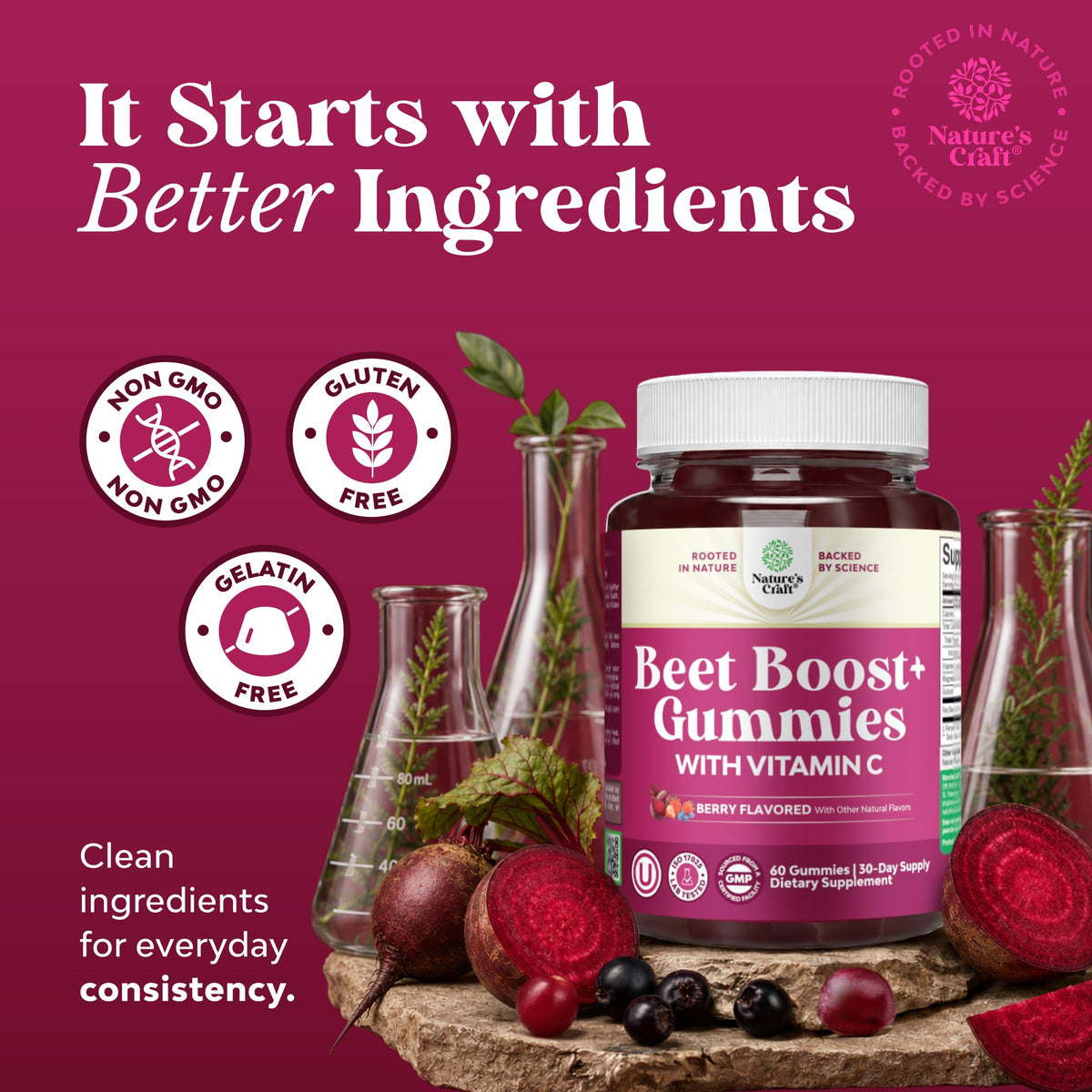 Beet Root Gummies with Vitamin C 60 Ct K625763