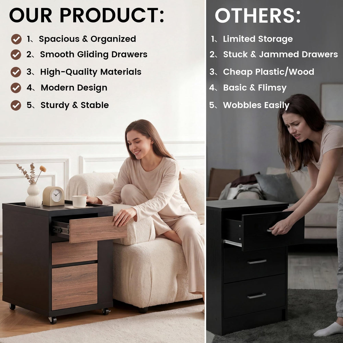 3 Drawer Mobile File Cabinet D676