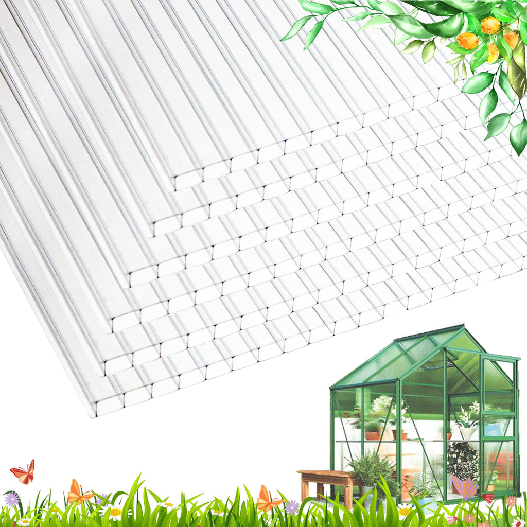 12 PCS Polycarbonate Greenhouse Panels 4' x 2' x 0.32'' T9736