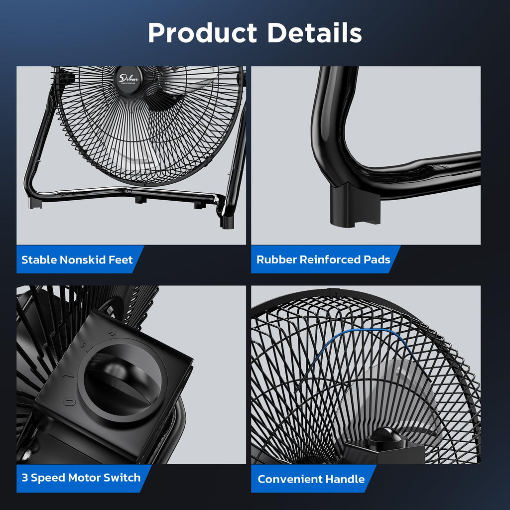 20 Inch 3-Speed Oscillating Metal Floor Fan M40674