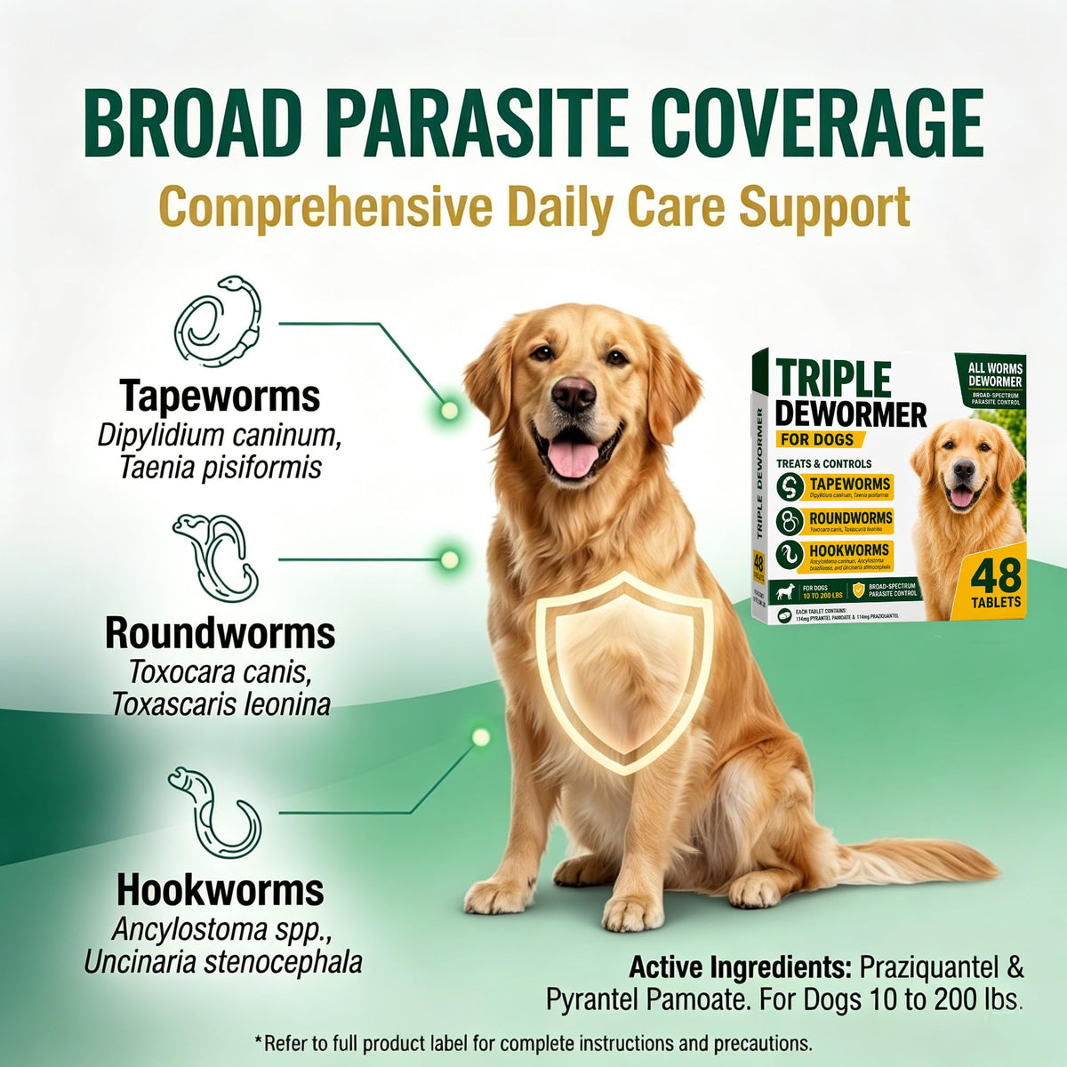 Pyrantel Pamoate and Praziquantel Dog Dewormer Tablet - 48 Tablets H382