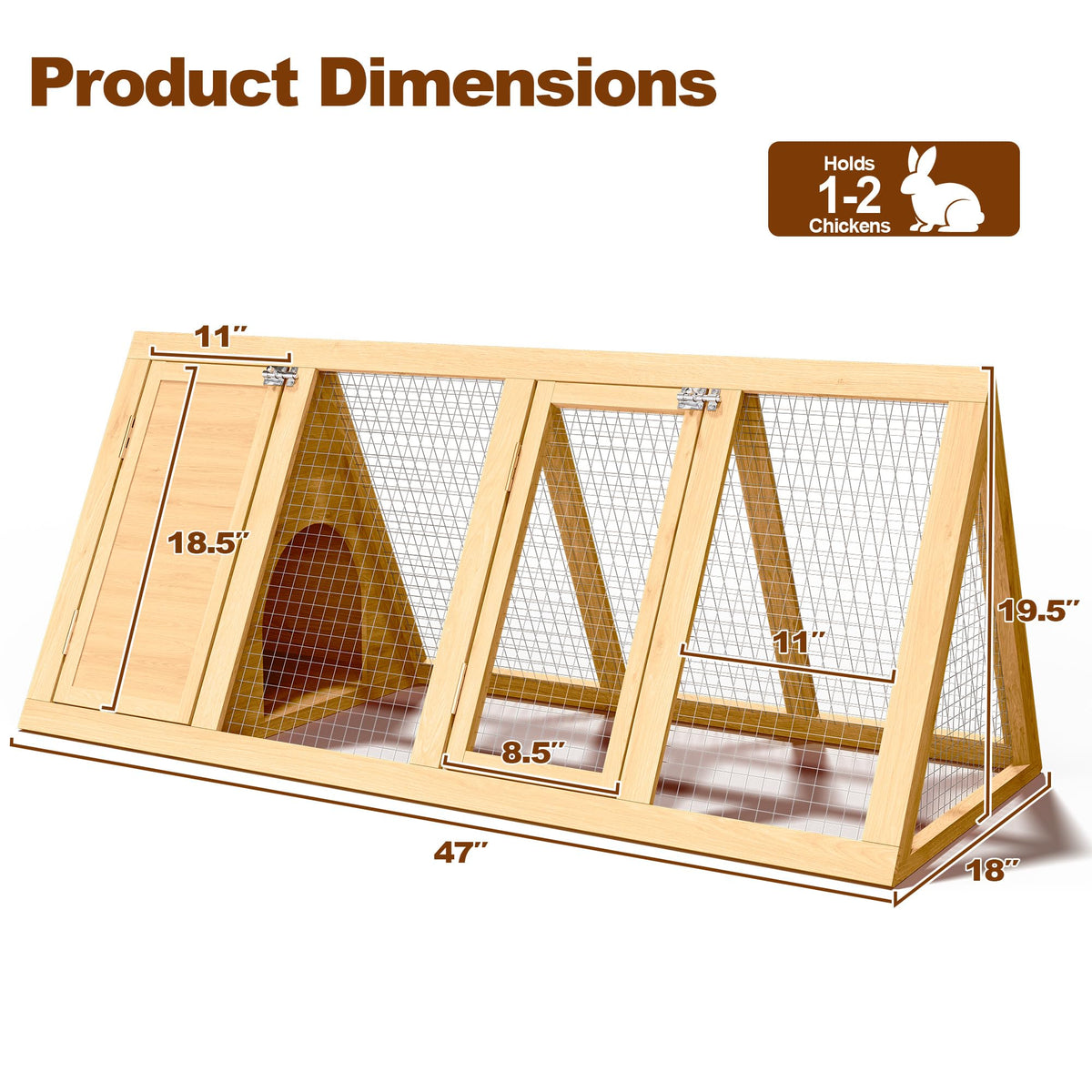 A-Frame Wooden Rabbit Hutch with Run H950