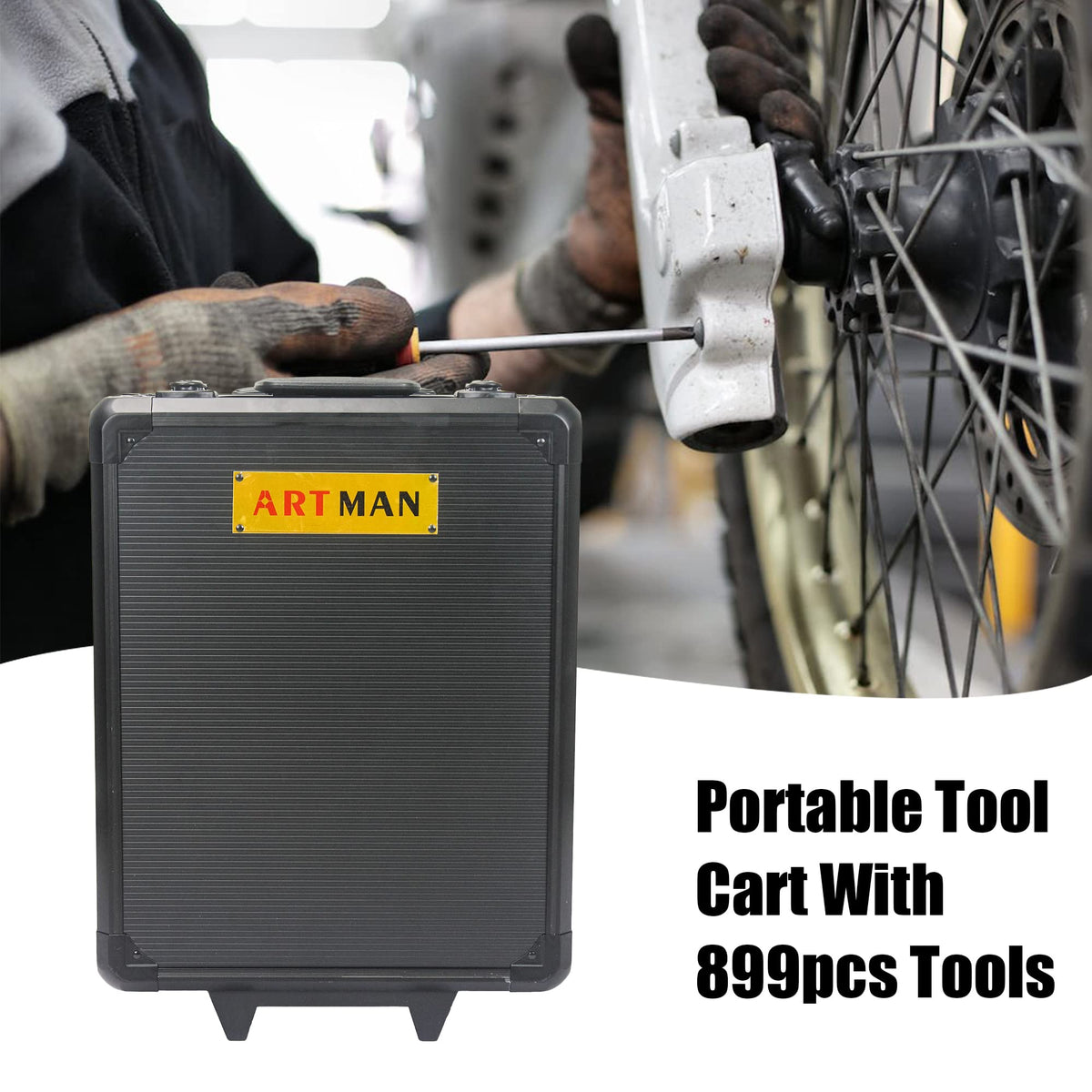 899pcs Rolling Tool Box Set with 4 Drawer Organizer Storage Case M829