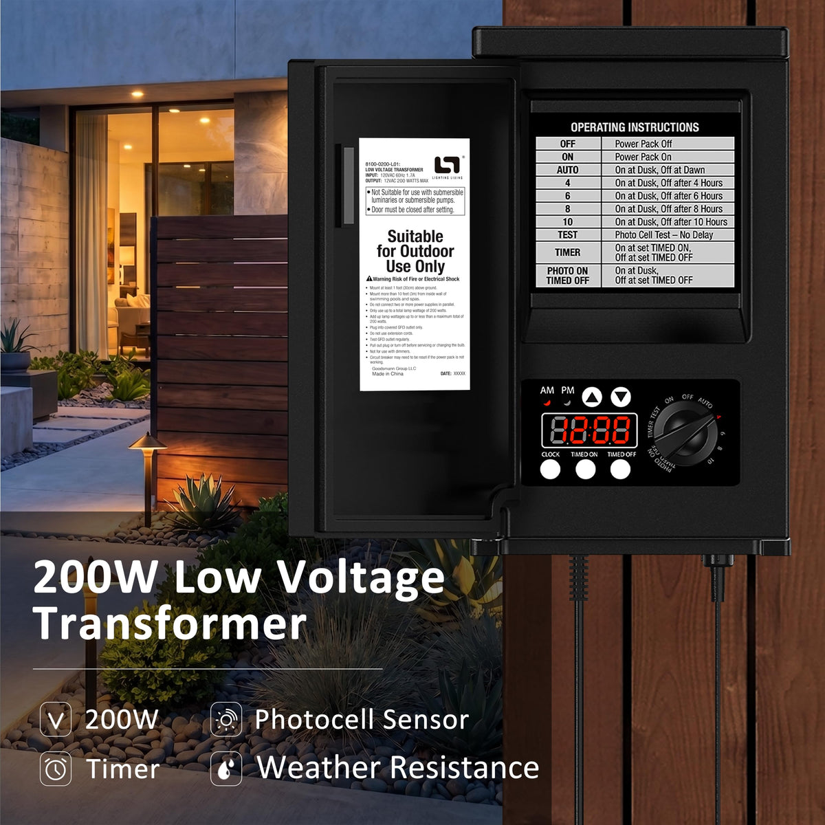 200W Low Voltage Landscape Transformer R75681