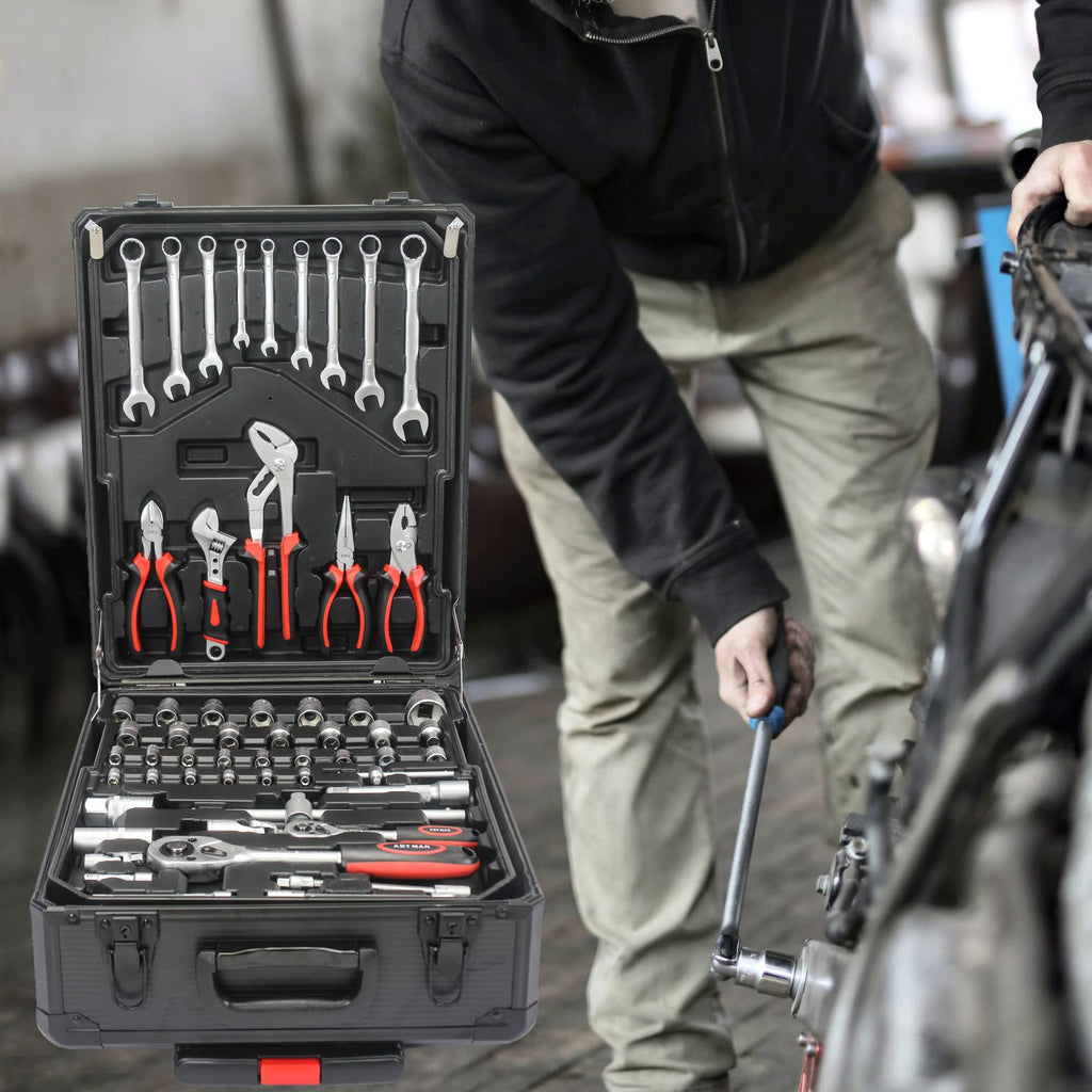 899pcs Rolling Tool Box Set with 4 Drawer Organizer Storage Case M829