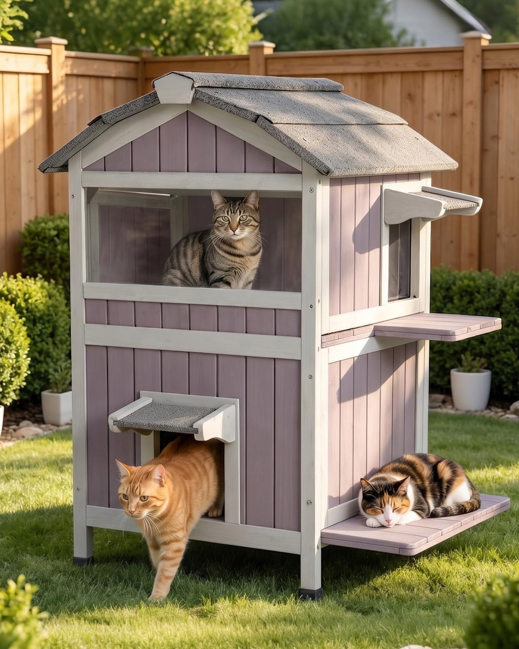 Weatherproof 2-Story Outdoor Cat House D177641