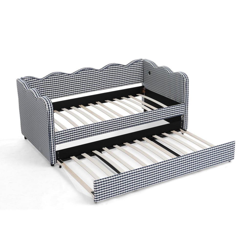 Twin Size Upholstered Daybed with Trundle and USB Port V7581