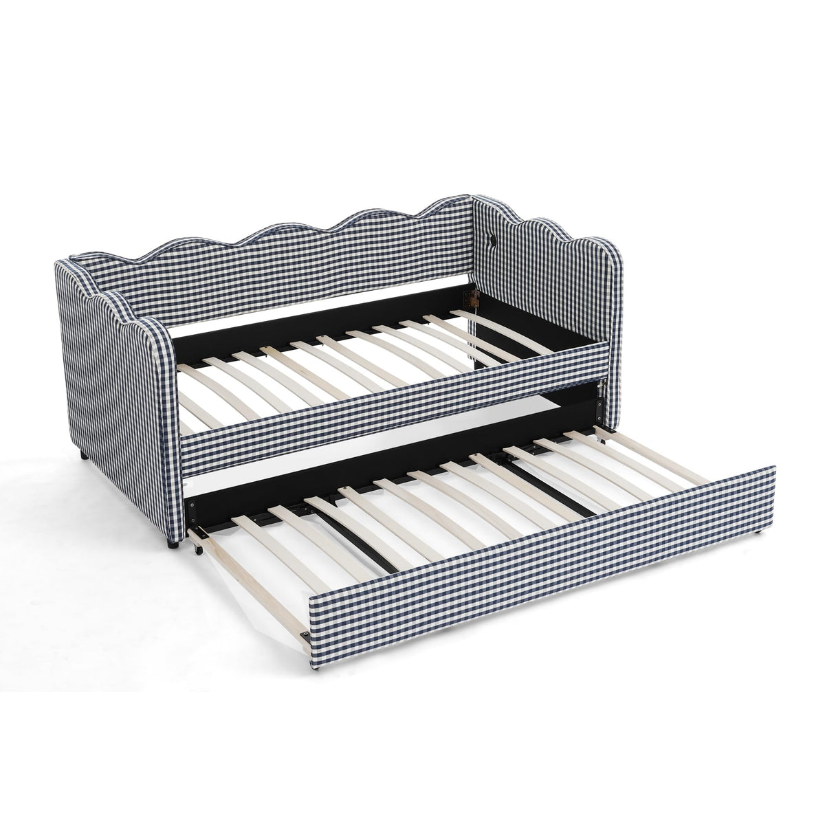 Twin Size Upholstered Daybed with Trundle and USB Port V7581