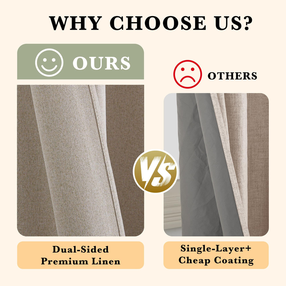 100% Blackout Linen Sliding Glass Door Curtains O145658