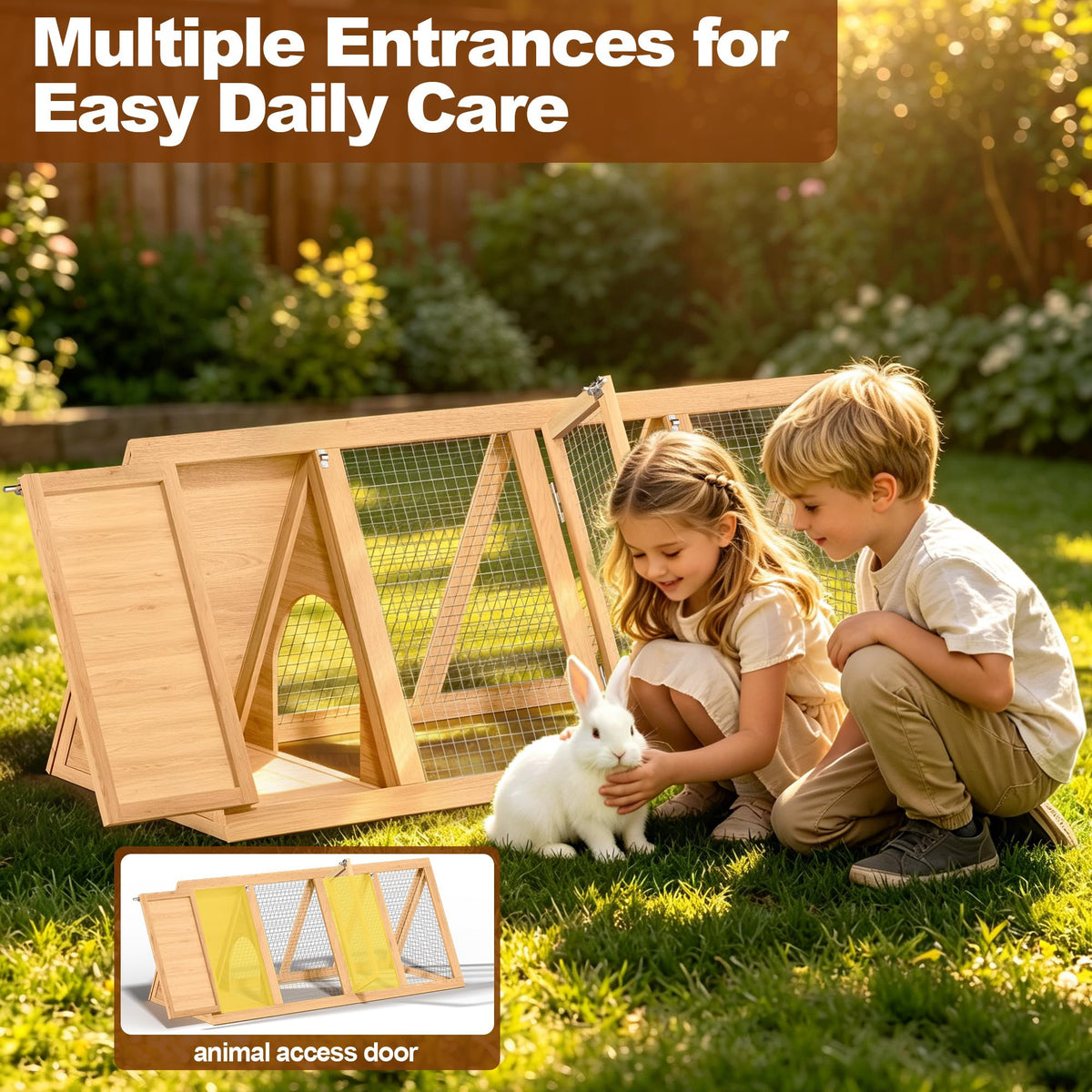 A-Frame Wooden Rabbit Hutch with Run H950