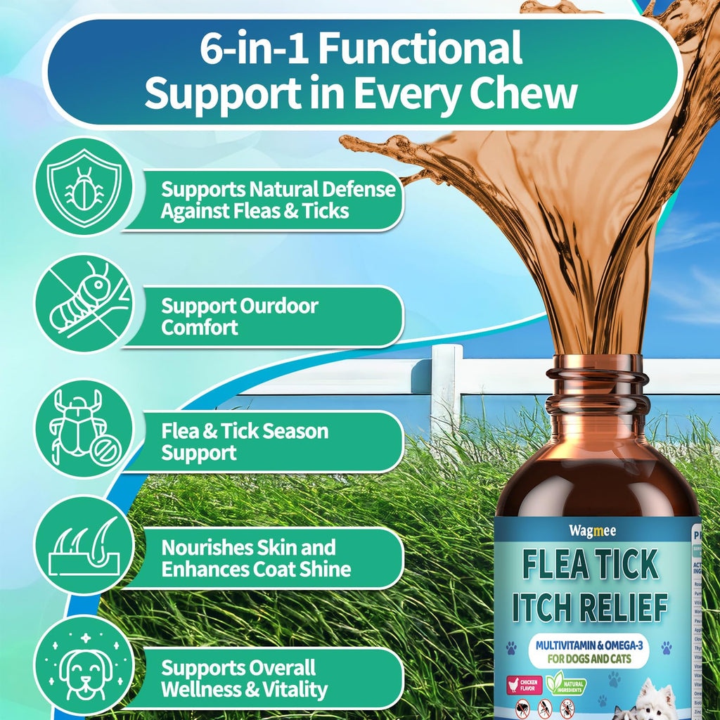 Natural Oral Flea and Tick Drops with Multivitamin for Pets V38960