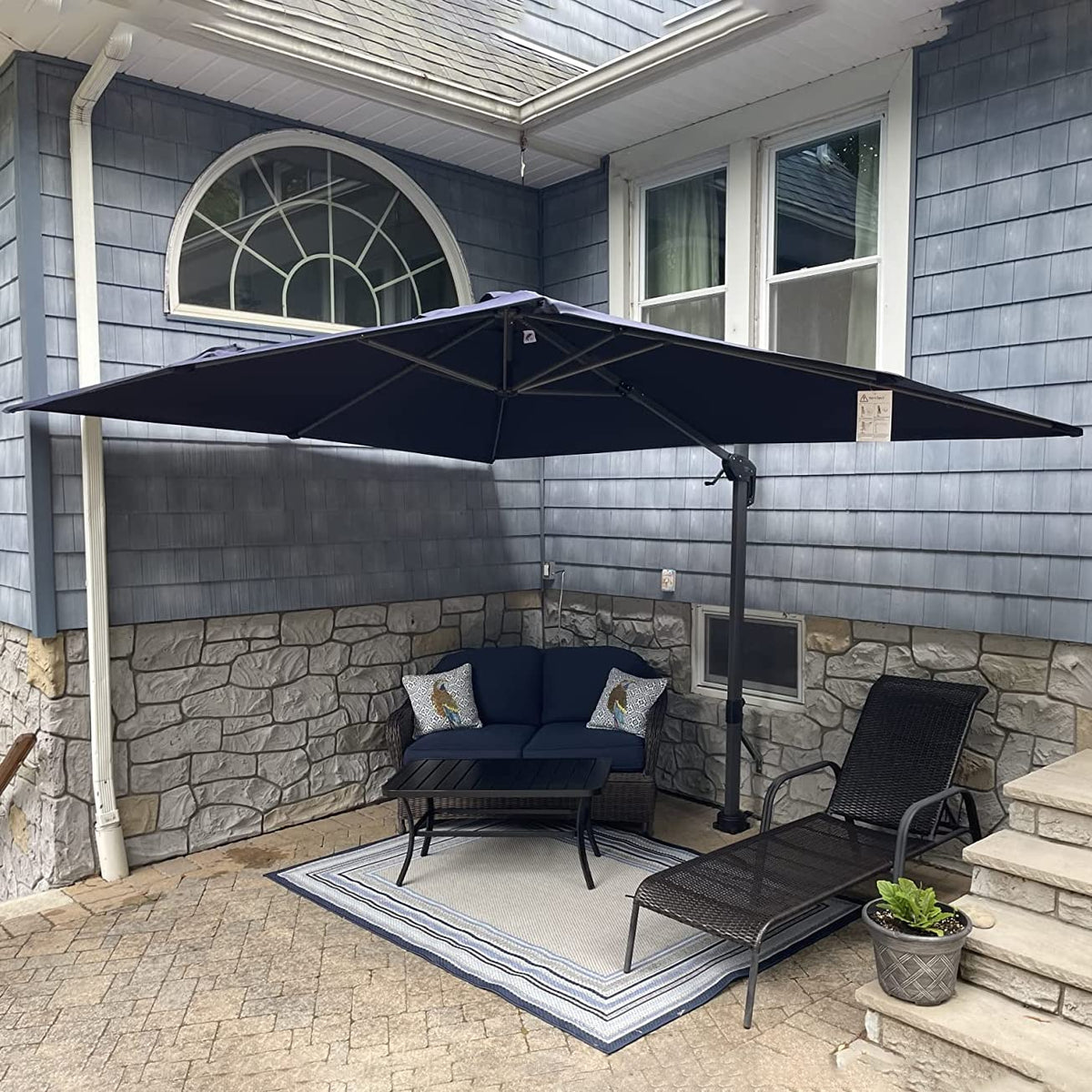 Navy Rectangle Patio Umbrella H519