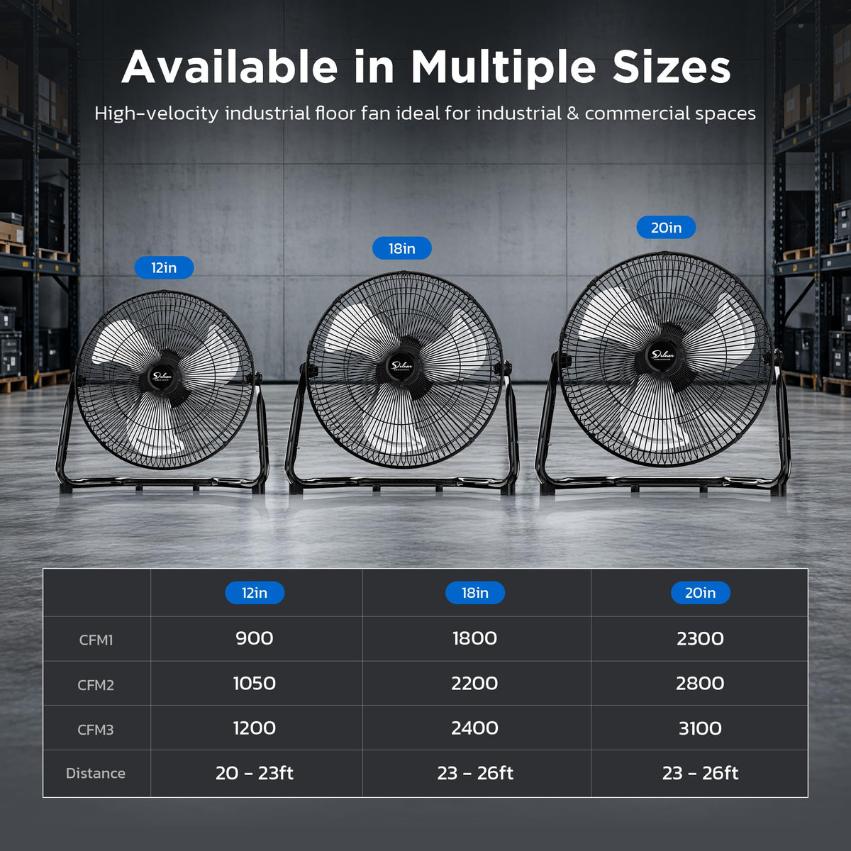 20 Inch 3-Speed Oscillating Metal Floor Fan M40674