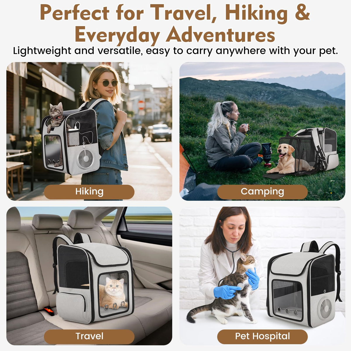 Cat Backpack Carrier with Cooling Fan & Heating Pad X66839