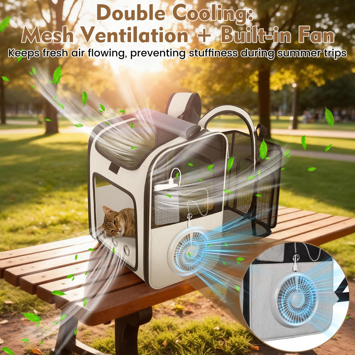 Cat Backpack Carrier with Cooling Fan & Heating Pad X66839