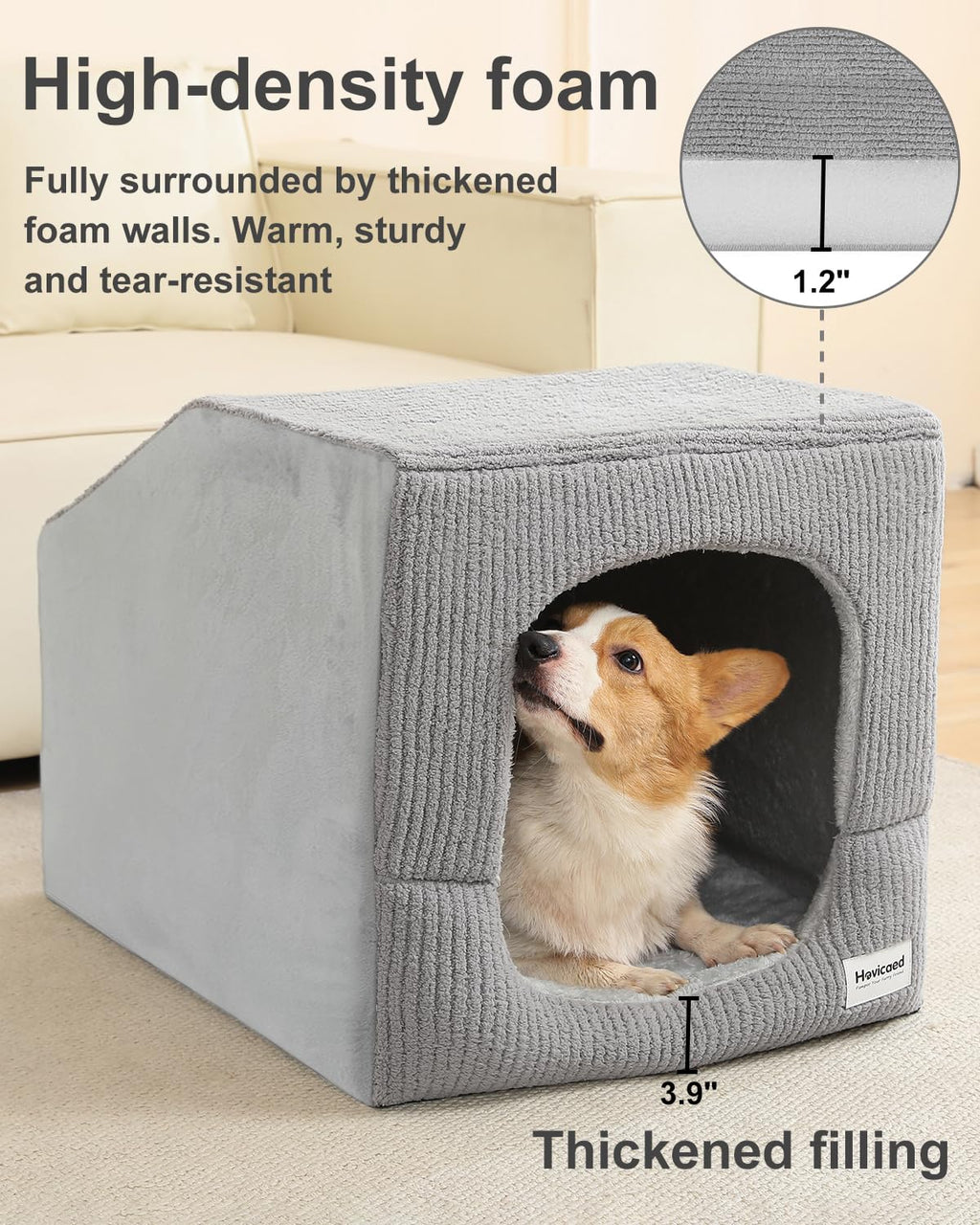 Small Dog House with Dog Cave Bed H7173