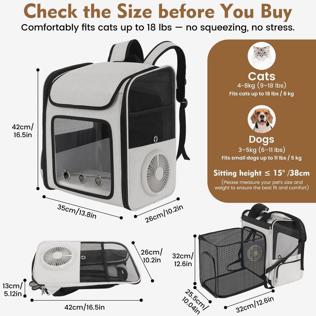 Cat Backpack Carrier with Cooling Fan & Heating Pad X66839