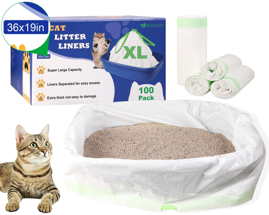 100 PCS Jumbo Cat Litter Box Liners 36"x19" F417