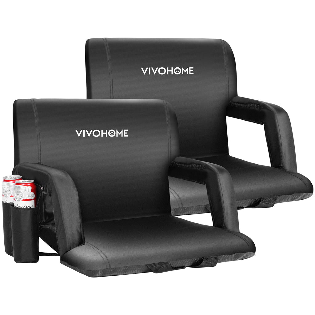 2 Pack Portable Padded Stadium Seats with Back Support and Cup Holder L480