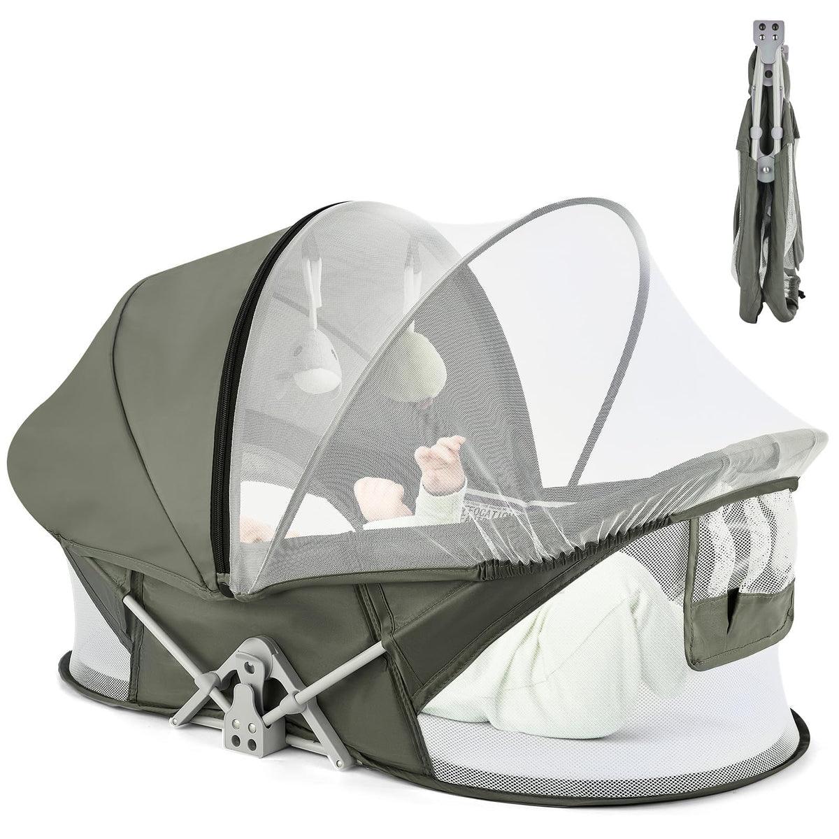 Portable Baby Bassinet with Mosquito Net & Sunshade U672040