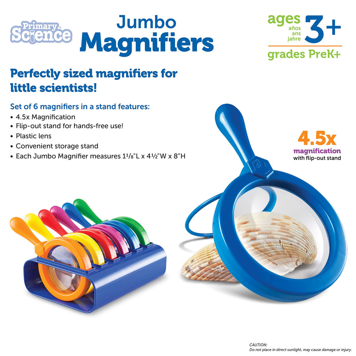 Jumbo Magnifiers with Stand 6 Pieces U134009