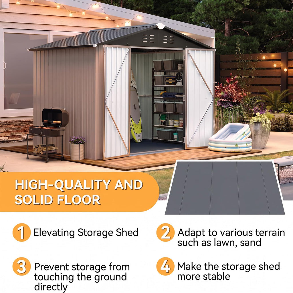 Brown Galvanized Steel Outdoor Storage Shed G586