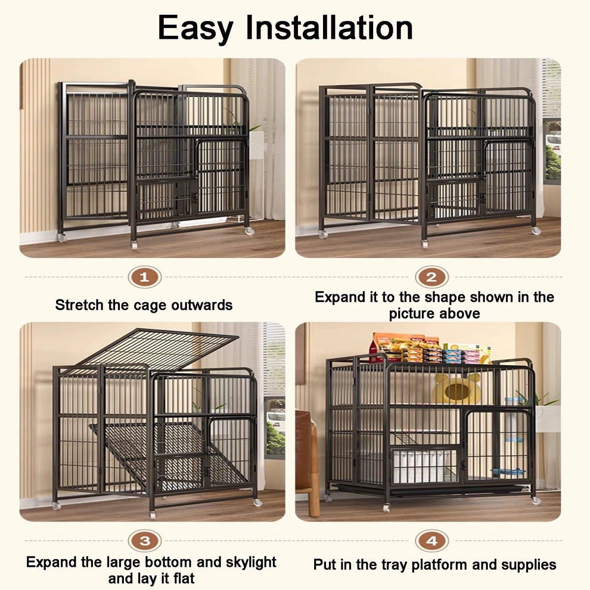 Foldable 4-Tier Indoor Cat Enclosure with Hammock C3334