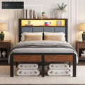 Twin Bed Frame with 18-Inch Under-Bed Storage and RGB LED Lights E2433