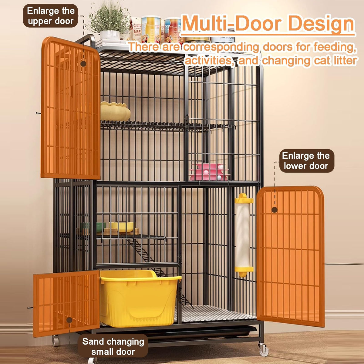 Foldable 4-Tier Indoor Cat Enclosure with Hammock C3334