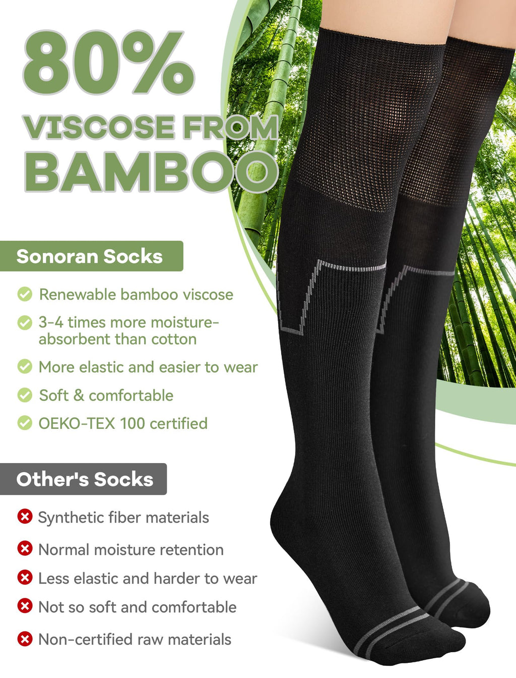 Bamboo Viscose Lightweight Socks 2 Pairs D6094