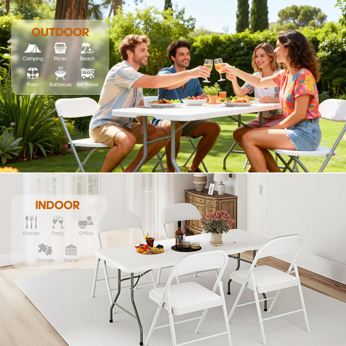 6ft Heavy Duty Folding Table White C600