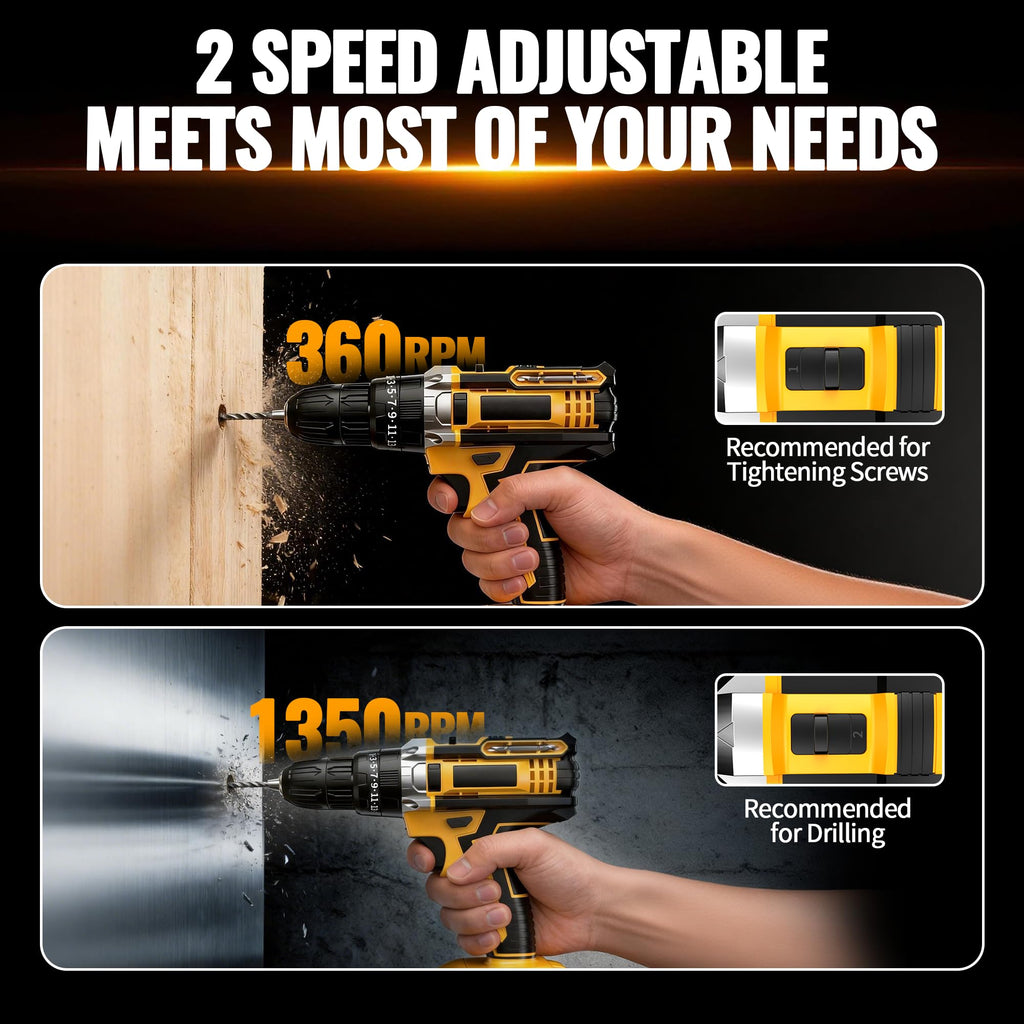21V Cordless Drill Driver with 2 Batteries X943