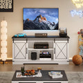 Farmhouse TV Stand with Sliding Barn Doors and Adjustable Shelves Y7326