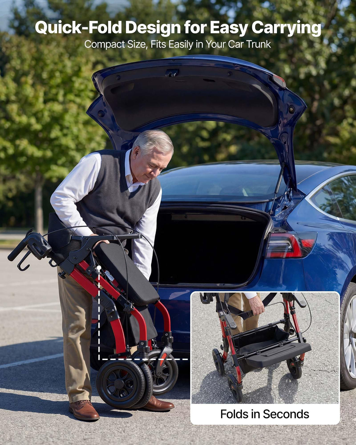 2-in-1 Foldable Aluminum Rollator Walker & Transport Chair B274