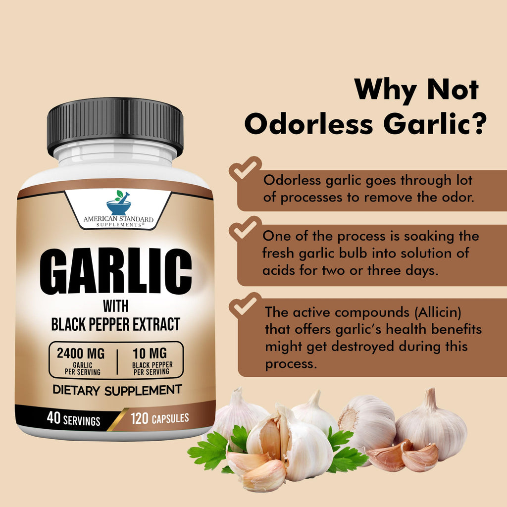Garlic 2400mg with Black Pepper Fruit Extract 120 Capsules Q779