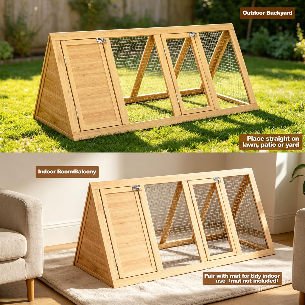 A-Frame Wooden Rabbit Hutch with Run H950