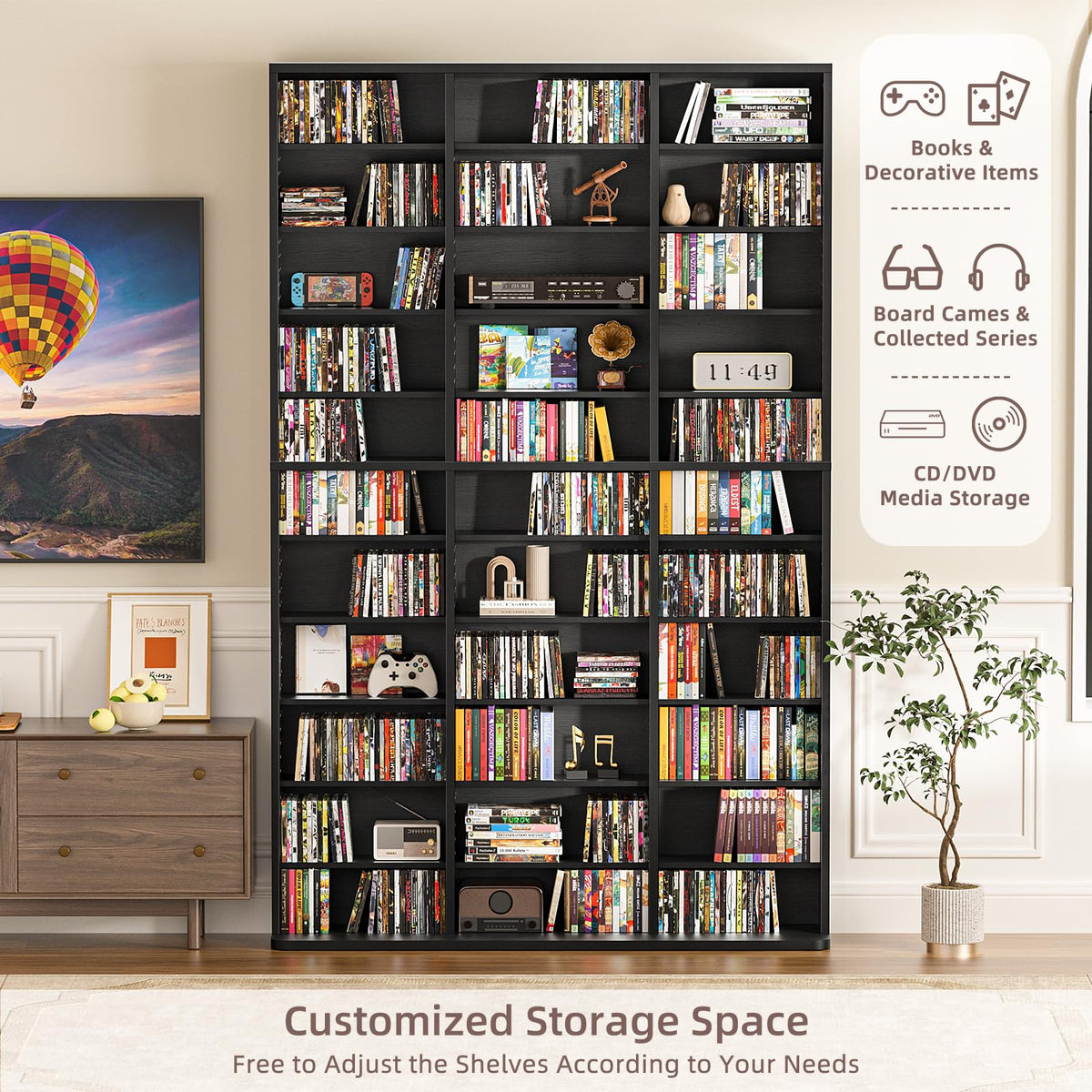 Black 11 Tier Display Cabinet D6115