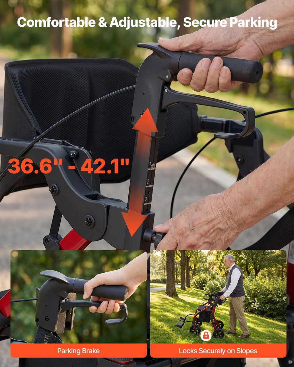2-in-1 Foldable Aluminum Rollator Walker & Transport Chair B274