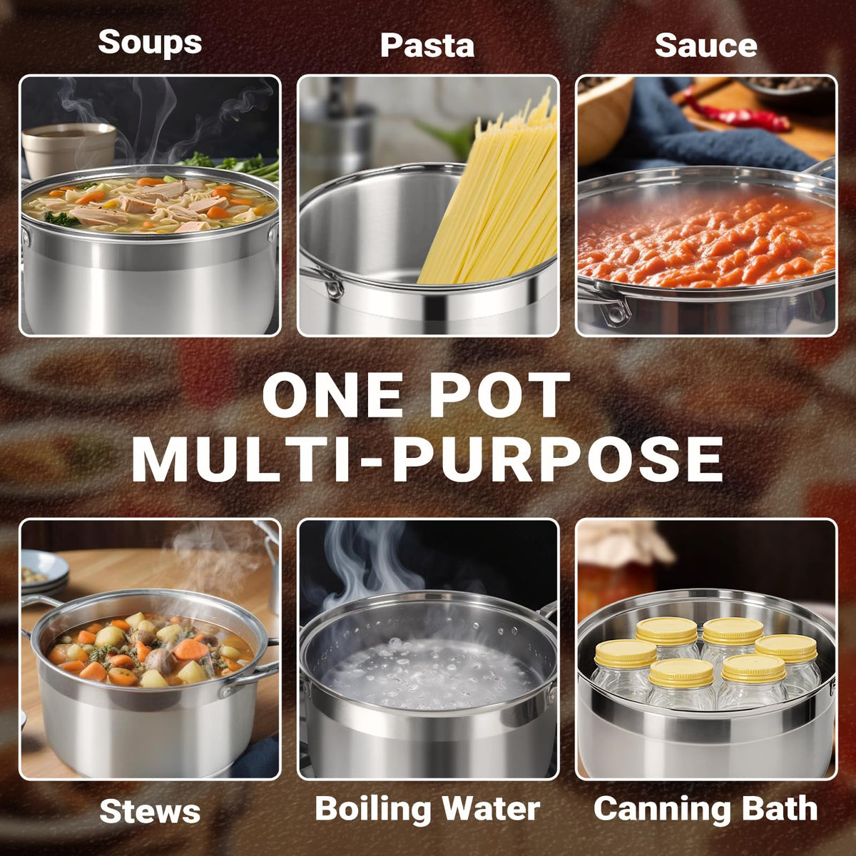 8 Quart Stainless Steel Induction Stock Pot G3389