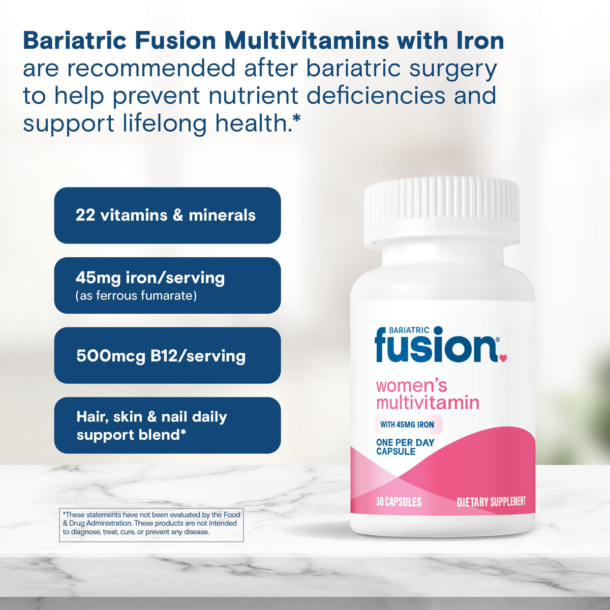 Women's Bariatric Vitamin with Iron, 30 Capsules K236