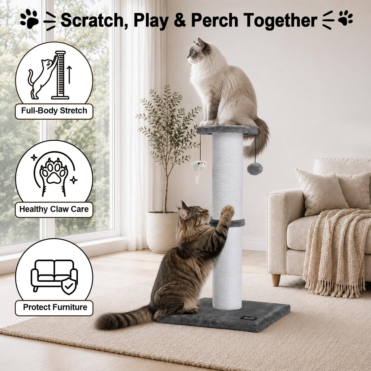 34-Inch Tall Cat Scratching Post W645