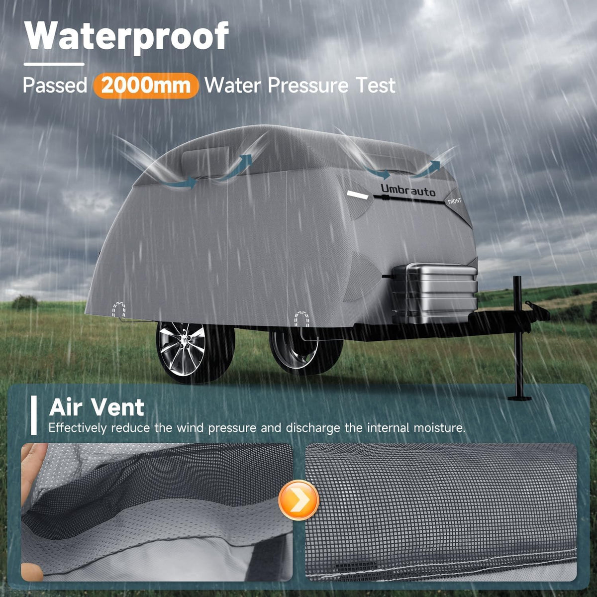12-15 Camper 7 Layers Waterproof Teardrop Trailer Cover G150