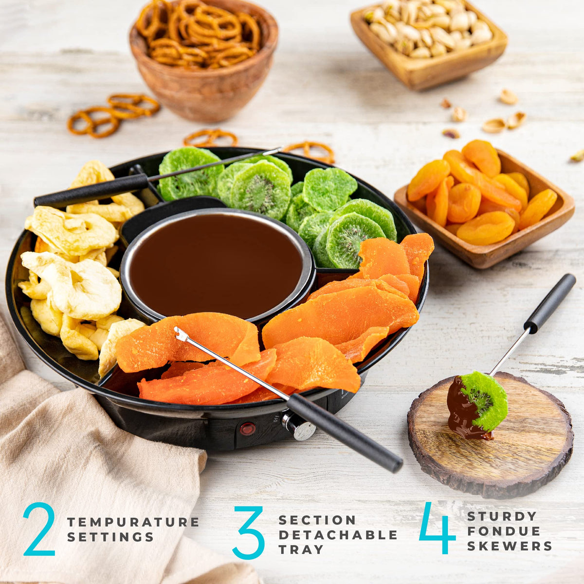 Electric Fondue Pot Set with Temperature Control A2712