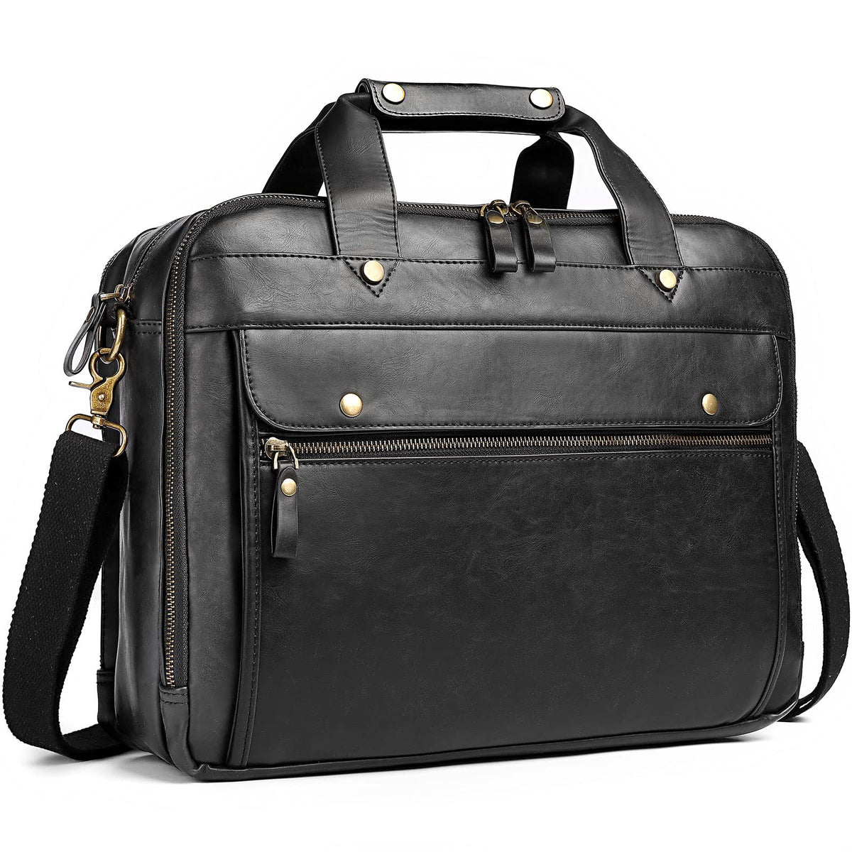 Black Leather 15.6 Inch Laptop Messenger Bag H85245